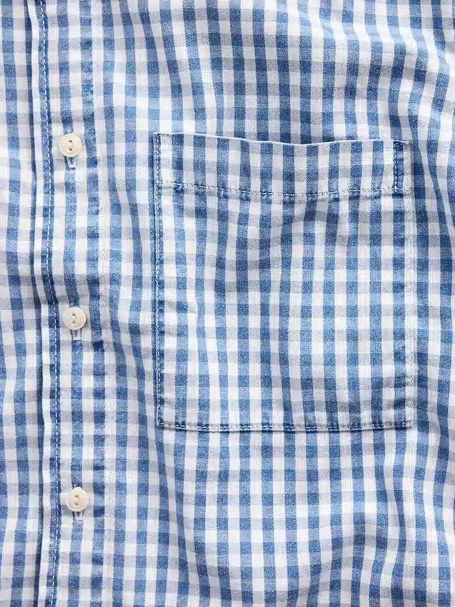 Camicia in denim a quadretti con orlo dritto e vestibilità comoda