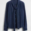 Camicia in denim con collo annodato