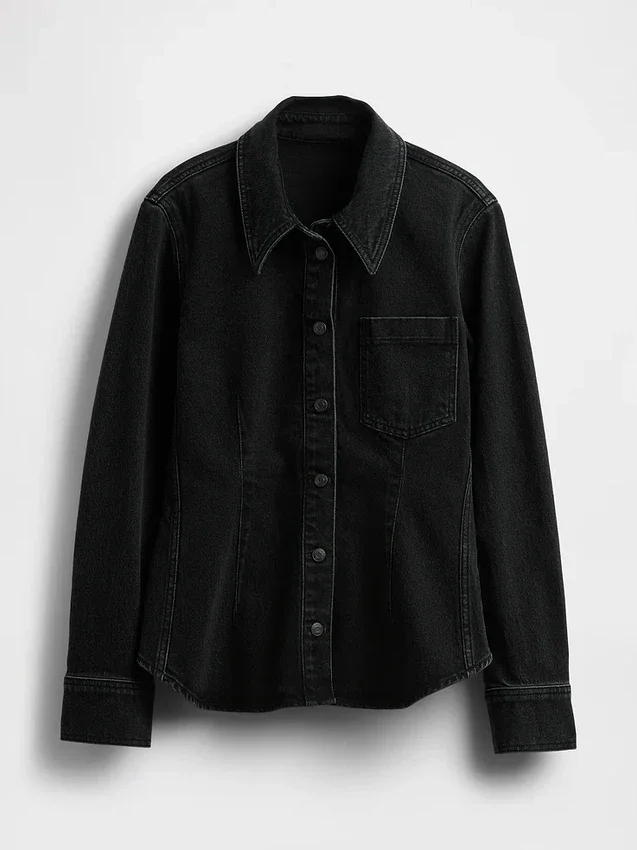Camicia in denim con cuciture stringenti