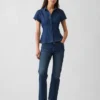 Camicia in denim con maniche ad aletta