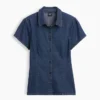 Camicia in denim con maniche ad aletta