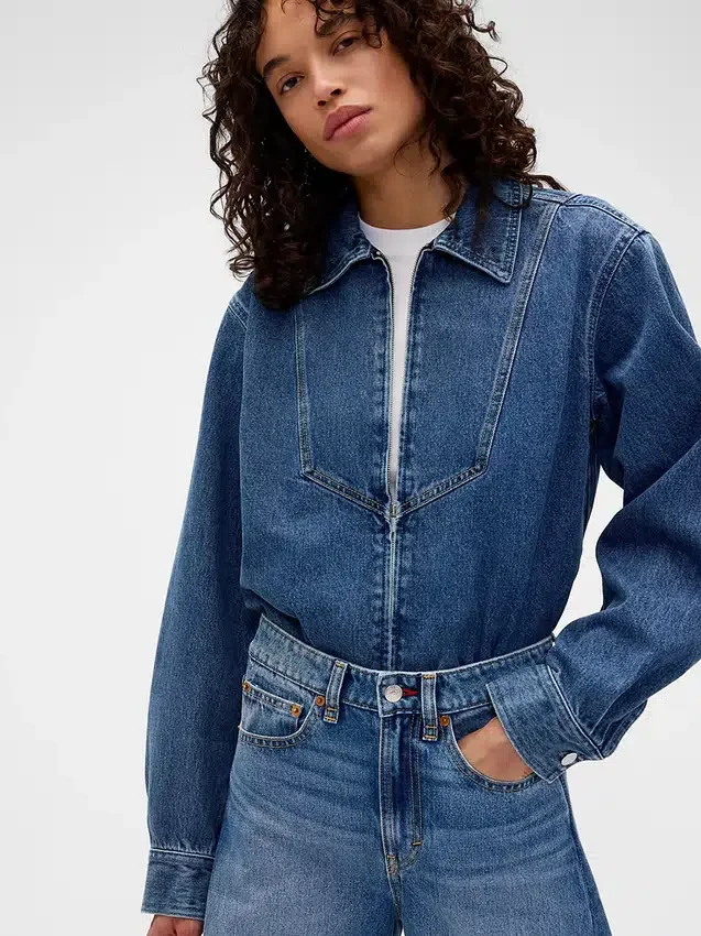 Camicia in denim con zip GAP × Victoria Beckham