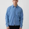 Camicia in denim dal taglio rilassato con orlo dritto