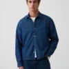 Camicia in denim dal taglio rilassato con orlo dritto