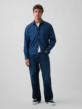 Camicia in denim dal taglio rilassato con orlo dritto