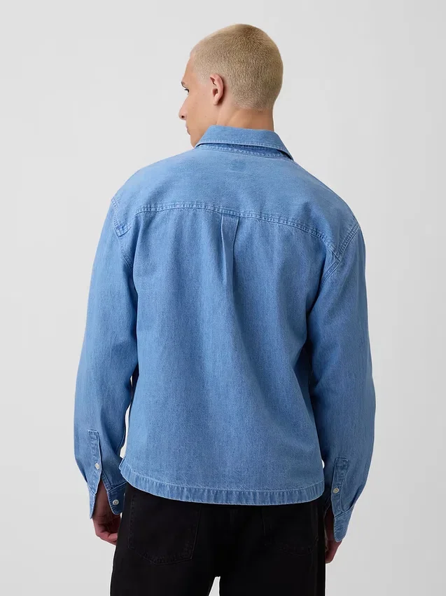Camicia in denim dal taglio rilassato con orlo dritto