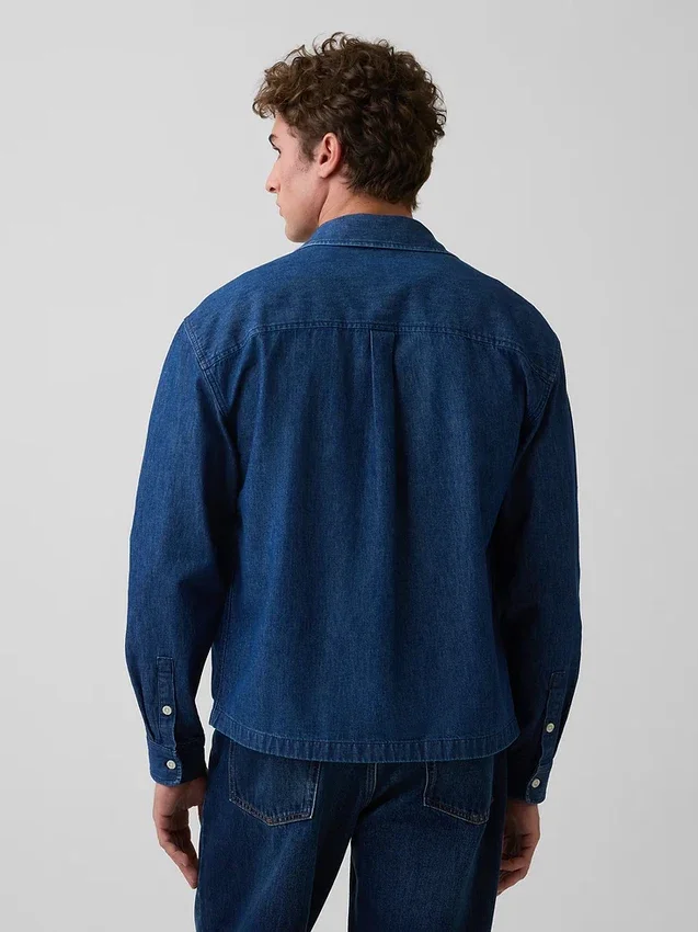 Camicia in denim dal taglio rilassato con orlo dritto