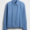 Camicia in denim dal taglio rilassato con orlo dritto
