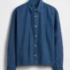 Camicia in denim dal taglio rilassato con orlo dritto