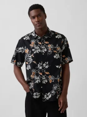 Camicia in misto lino e cotone testurizzato