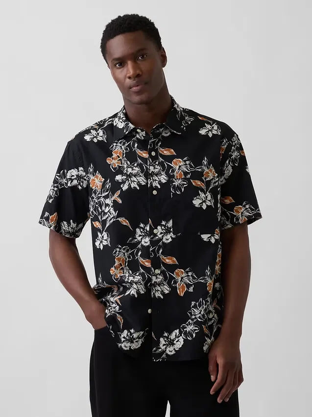 Camicia in misto lino e cotone testurizzato