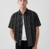 Camicia in misto lino e cotone testurizzato
