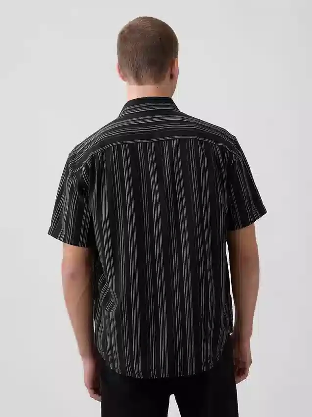 Camicia in misto lino e cotone testurizzato