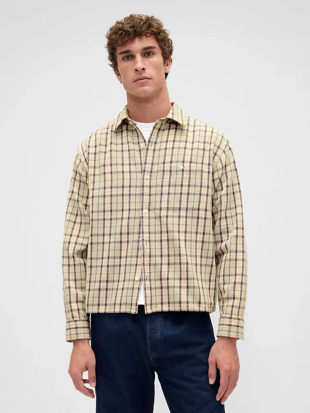 Camicia in twill con orlo dritto