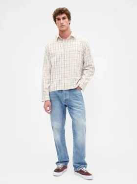 Camicia in twill con orlo dritto