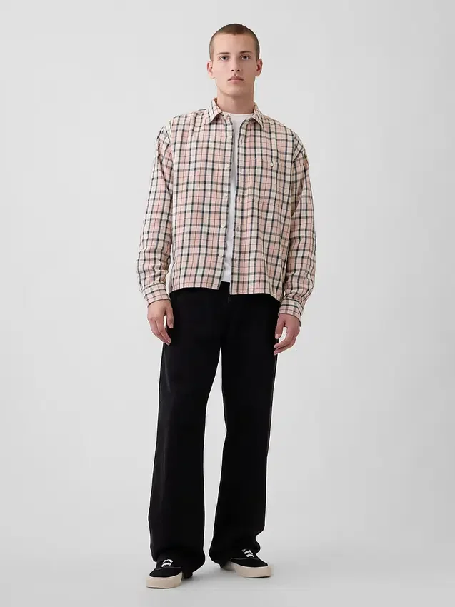 Camicia in twill con orlo dritto