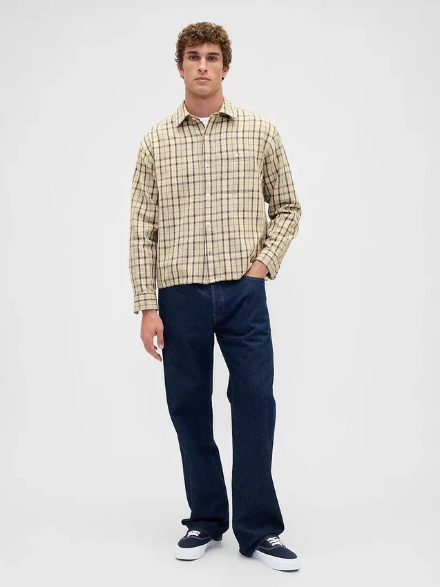 Camicia in twill con orlo dritto