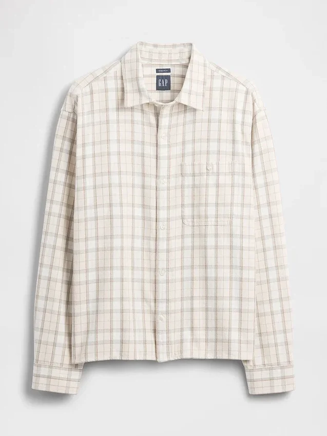 Camicia in twill con orlo dritto