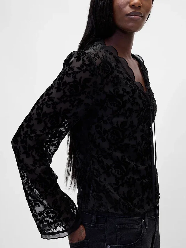 Camicia in velluto burnout