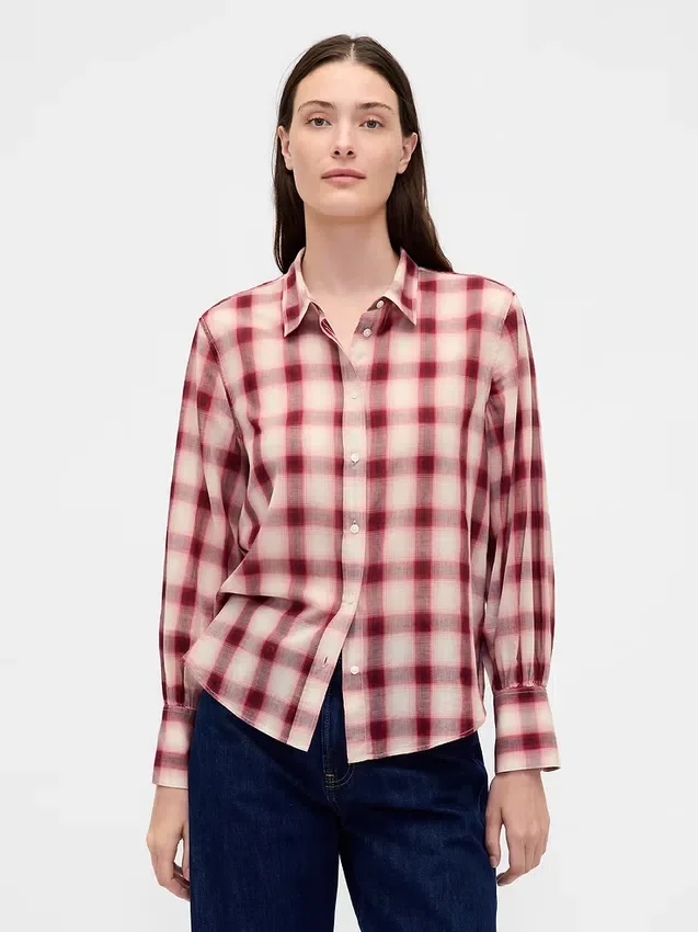 Camicia in voile a quadri