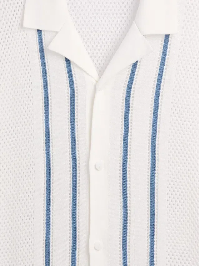 Camicia-maglione a righe con colletto Camp