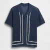 Camicia-maglione a righe con colletto Camp
