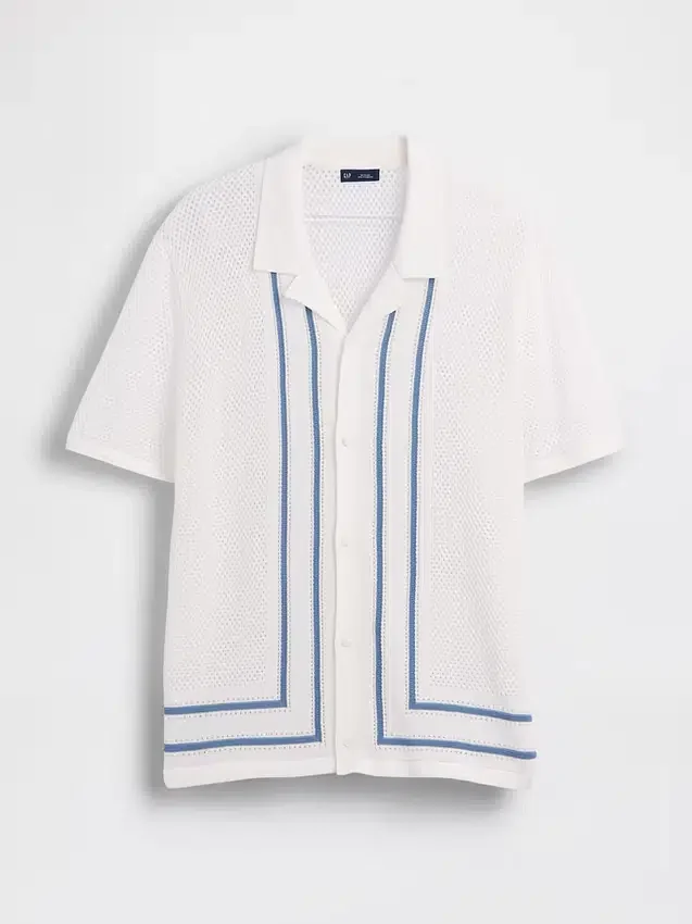 Camicia-maglione a righe con colletto Camp