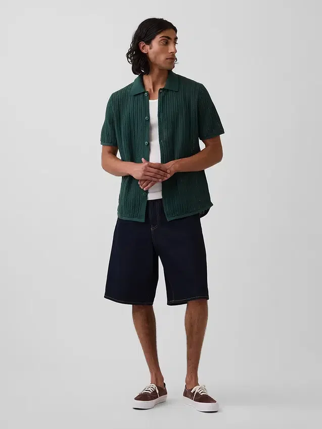 Camicia-maglione dalla vestibilità comoda e dalla trama lavorata