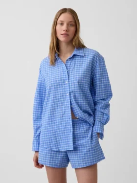 Camicia oversize a quadri in seersucker