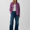 Camicia oversize a quadri in seersucker
