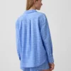 Camicia oversize a quadri in seersucker