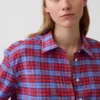 Camicia oversize a quadri in seersucker