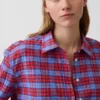 Camicia oversize a quadri in seersucker