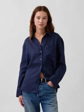 Camicia oversize in 100% lino