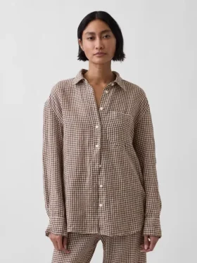Camicia oversize in 100% lino