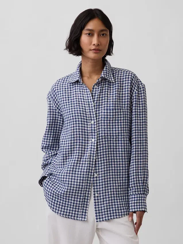 Camicia oversize in 100% lino
