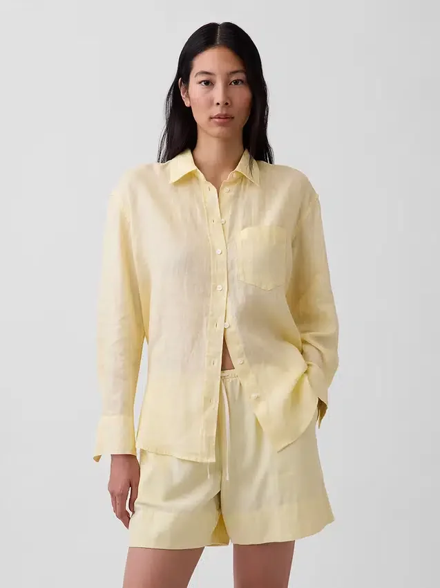 Camicia oversize in 100% lino