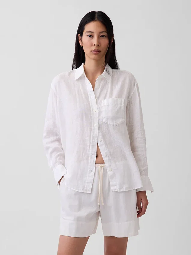 Camicia oversize in 100% lino