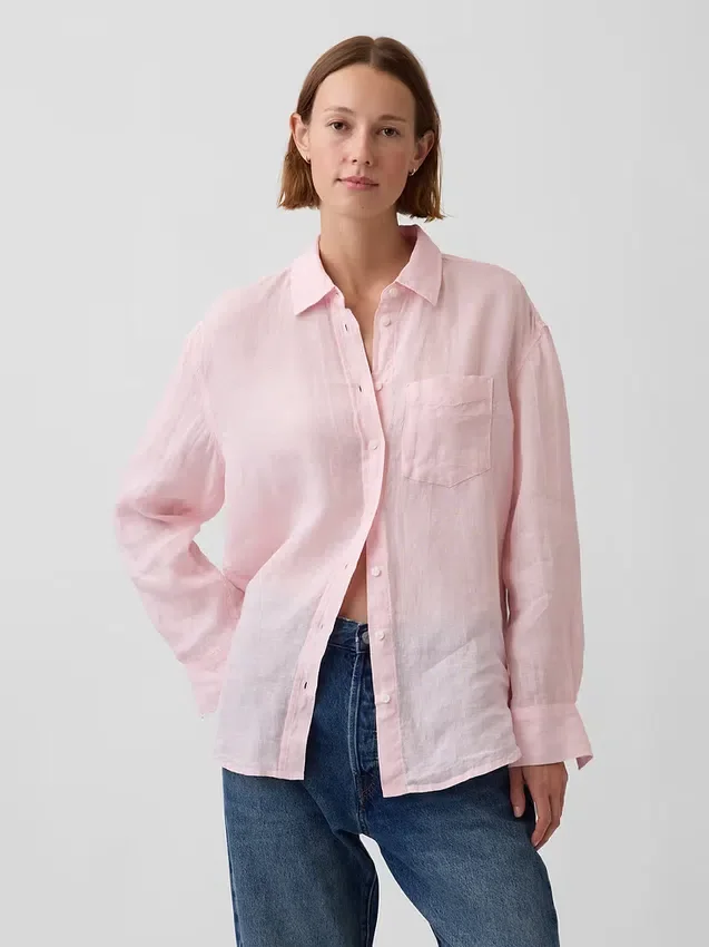 Camicia oversize in 100% lino