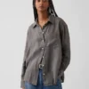Camicia oversize in 100% lino