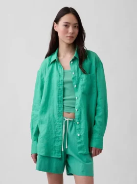 Camicia oversize in 100% lino