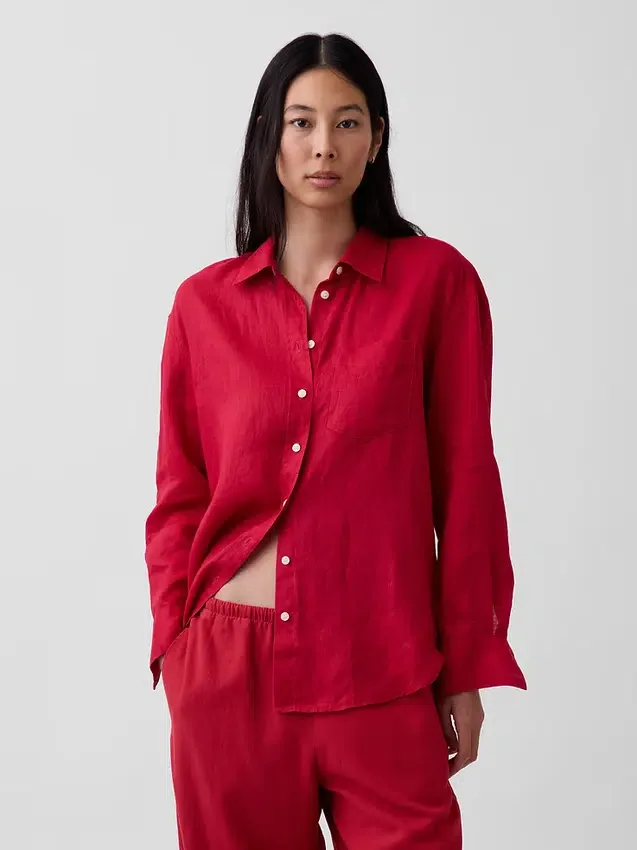 Camicia oversize in 100% lino