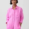 Camicia oversize in 100% lino