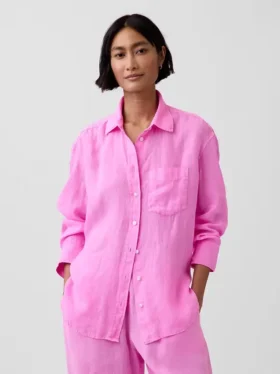 Camicia oversize in 100% lino