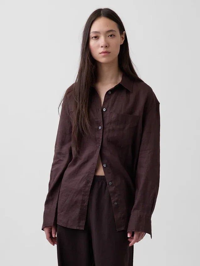 Camicia oversize in 100% lino