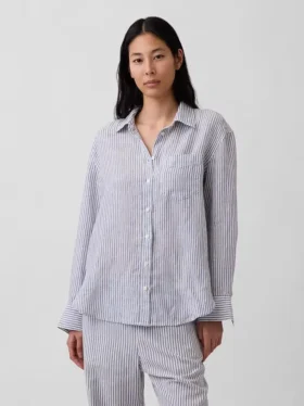 Camicia oversize in 100% lino
