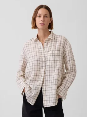 Camicia oversize in 100% lino