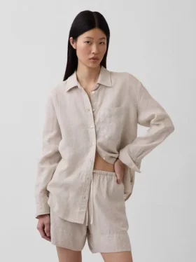 Camicia oversize in 100% lino