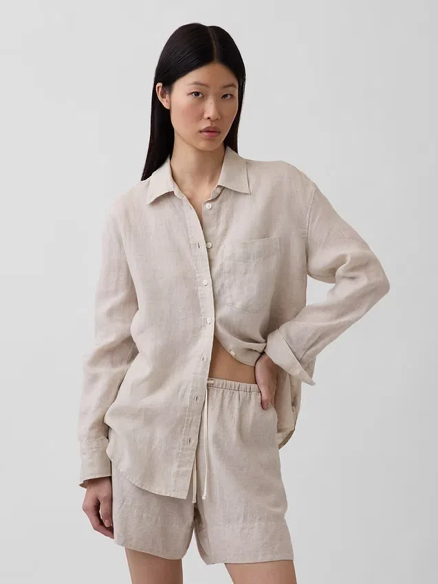 Camicia oversize in 100% lino