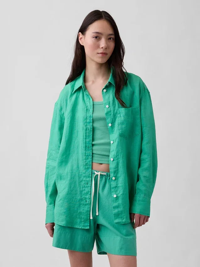 Camicia oversize in 100% lino